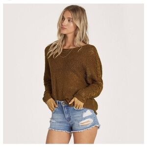 Billabong Chill Out Relaxed Loose Knit Sweater - Moss